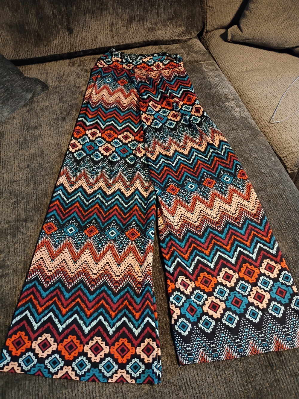Bohemian Chevron Wide-Leg Pants - Multicolor